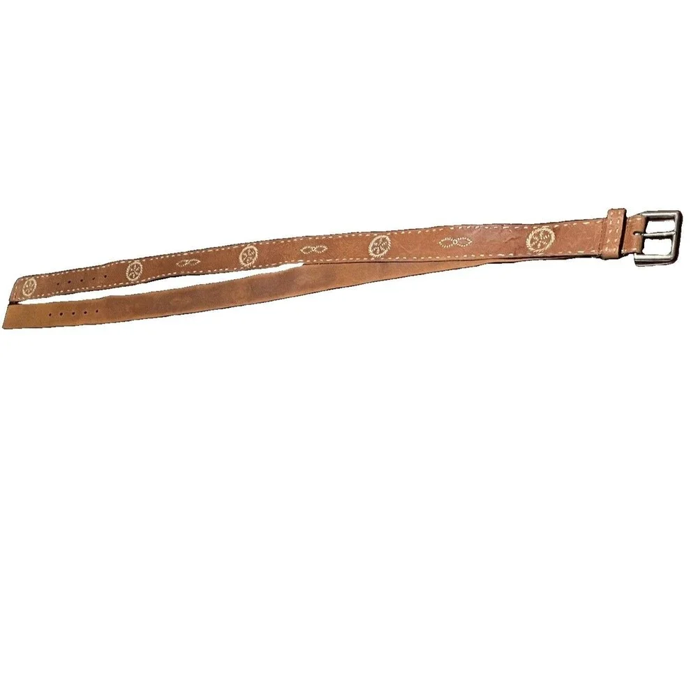 Vintage American Eagle Outfitters Embroidered Stitch Brown Leather Belt Medium